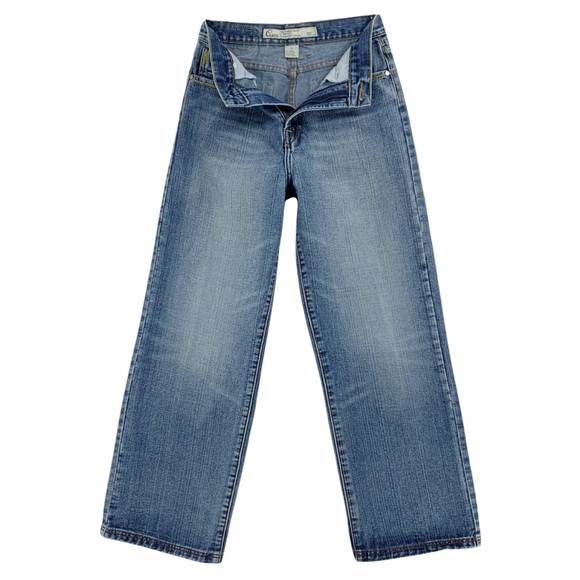 Chams Cropped Denim Jeans Medium Blue Wash Decorative Pockets - Picture 6 of 15